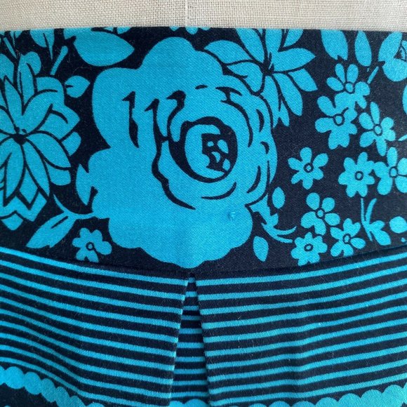 🌷2 for $20🌷 Review Floral Skirt Size 6 Black Teal Cotton - Picture 7 of 7